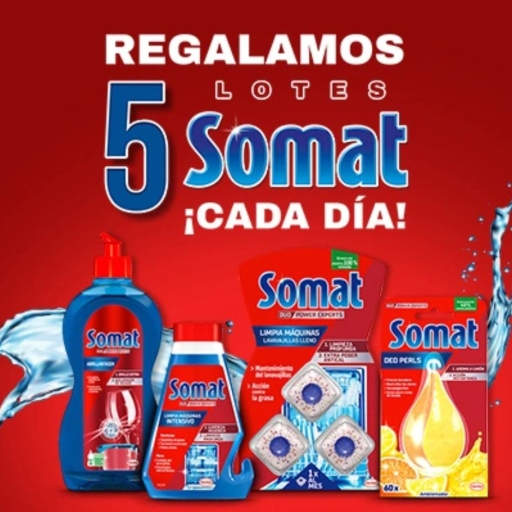 TuCasaClub regala 5 lotes de aditivos Somat para el lavavajillas, cada día